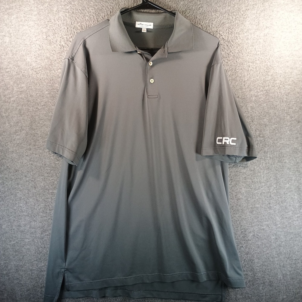 Peter Millar Summer Comfort Polo Shirt Men L Gray Golf Stretch Logo Lightweight